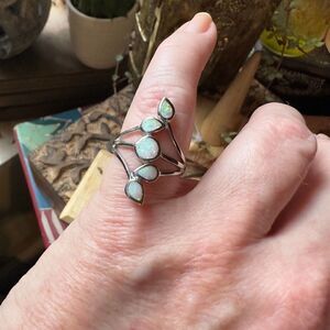 Sterling Silver Lab Opal Ring Size 8